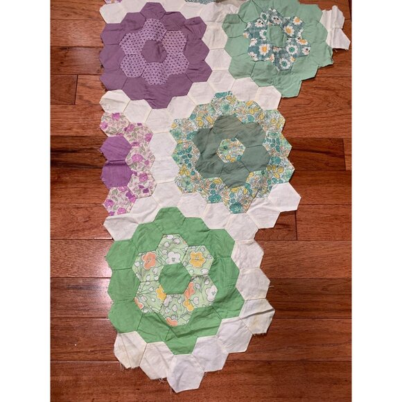 Vintage Handmade Patchwork Quilt Top 52"x17" - Picture 2 of 6